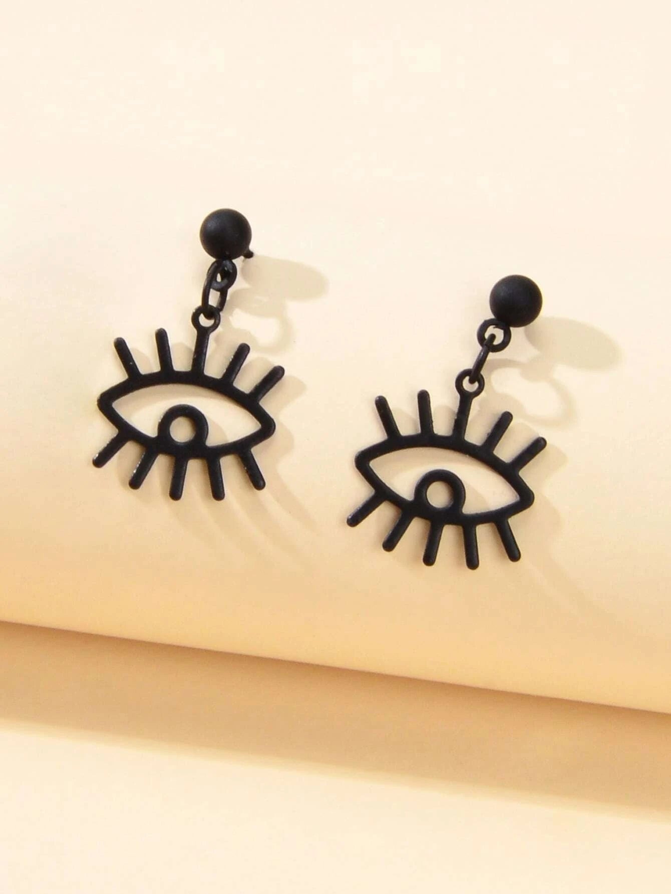 Punk Minimalist Jewellery Black Eye Drop Dangle Earrings Women Girls Accessories-0