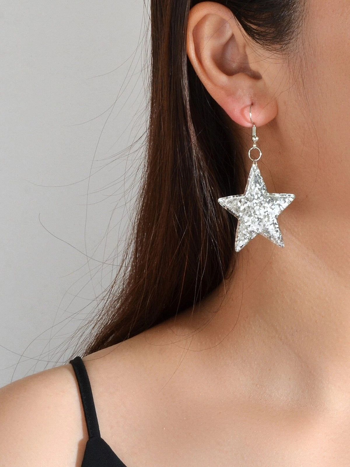 Silver Sequins Shinny Glitter Star Drop Earrings Wholesale Price Accessories-0