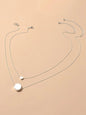 2 pcs Popular Jewellery Silver Chain Love Heart Round Charm Necklace Accessories-0