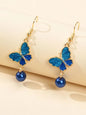 AU Stock Dark Blue Pearl Beads Butterfly Dangle Drop Earrings Bling Jewellery-1