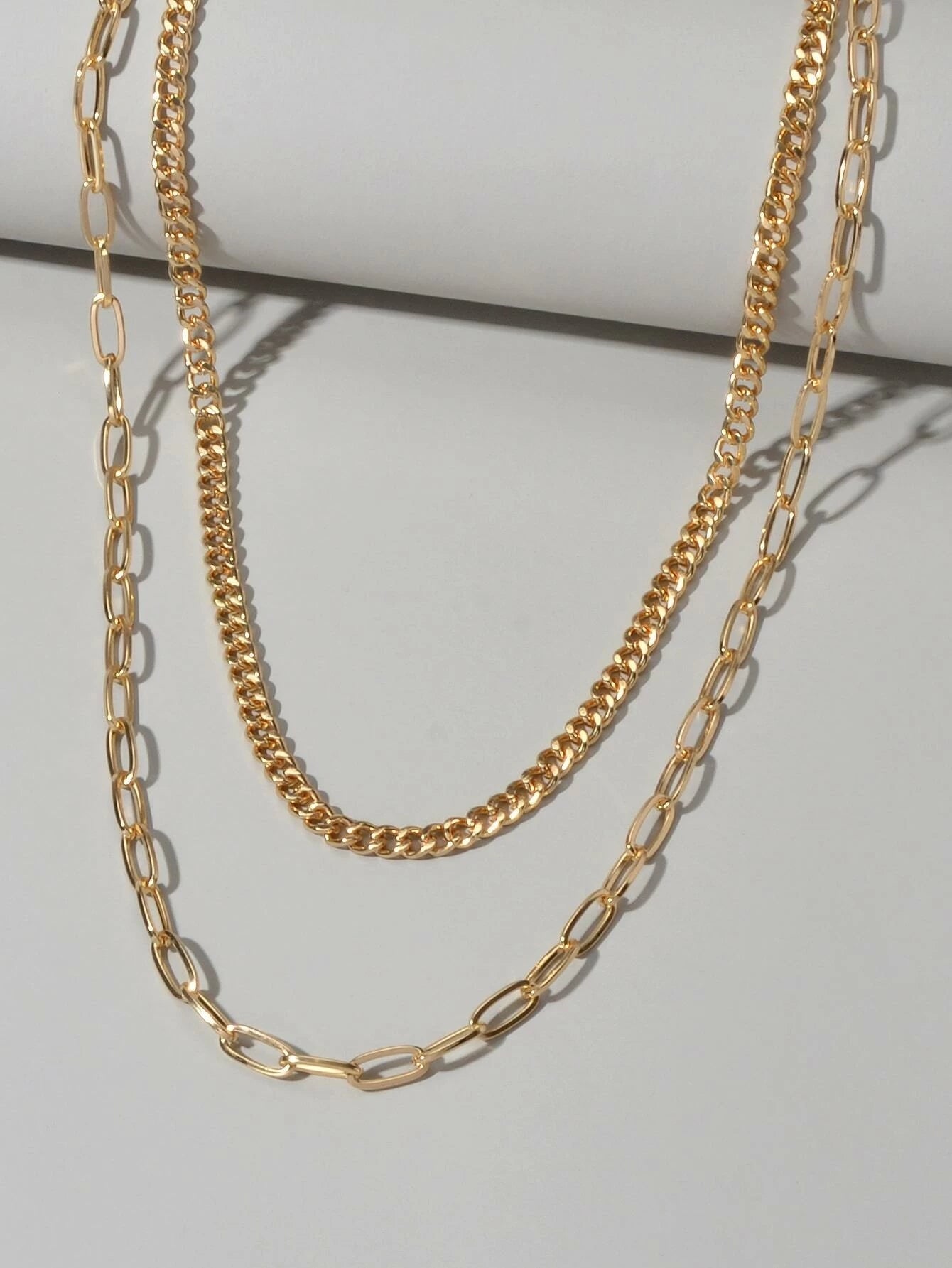 AU Stock 2pcs Chunky Link Chain Statement Layered Necklace Punk Rock Accessories-1