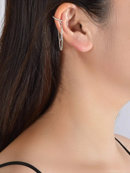 1 pc Punk Jewelry Gold Silver Chain Cartilage Earrings Ear Cuff Hiphop Accessory-0