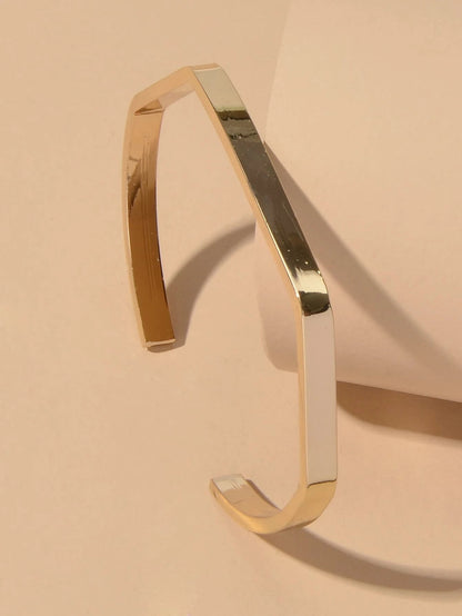Minimalist Punk Style Gold Metal Geometric Women Open Cuff Bangles Teen Bracelet-0