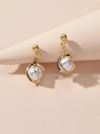 AU Local Jewellery Pearl Decor Gold Drop Earrings Wholesale Price Accessories-0
