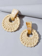 Awesome Ethnic Jewellery Bohemian Beige Weaved Geometric Pierced Stud Earrings-0