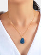 Boho Chic Gold Chain Colorful Stone Resin Water Drop Pendant Ethnic Necklace-8