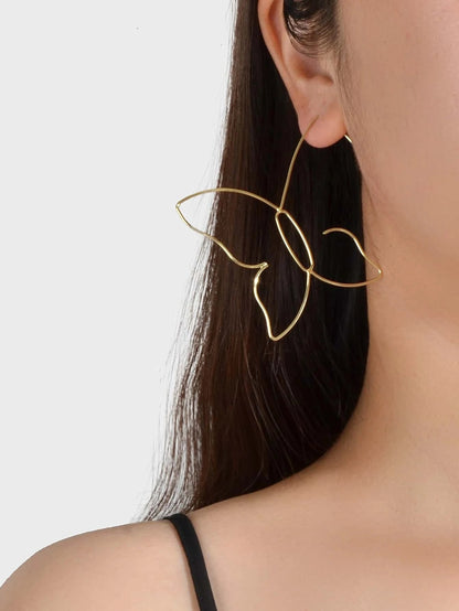 Gold Minimalist Butterfly Geometric Statement Drop Earrings Women Accessories-0