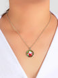 Silver Chain Santa Claus Pattern Round Pendant Necklace Women Girls Party Gift-0