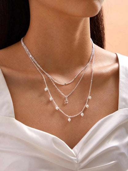 AU Local Fashion Pearl Charm Gold Multi-layer Chain Necklace New Style Jewellery-0