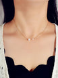 Fashion Pearl Decor Thin Gold Chain Necklace Bead Choker Collar Girl Teens Gift-0