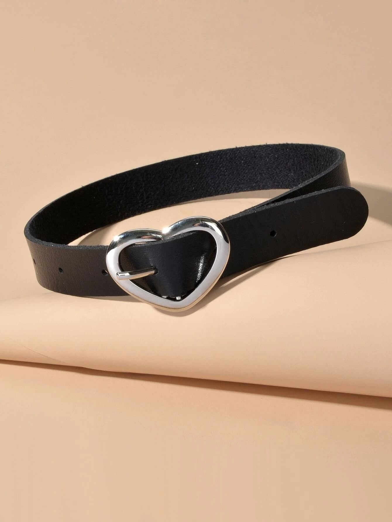 90s Heart Decor Black Leather Belt Design Tattoo Choker Necklace Grunge Collar-1