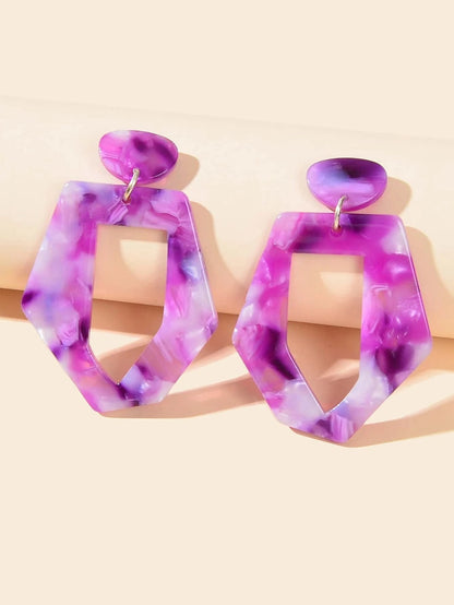 Mixed Color Geometric Acrylic Dangling Elements Earrings Women Party Decoration-3