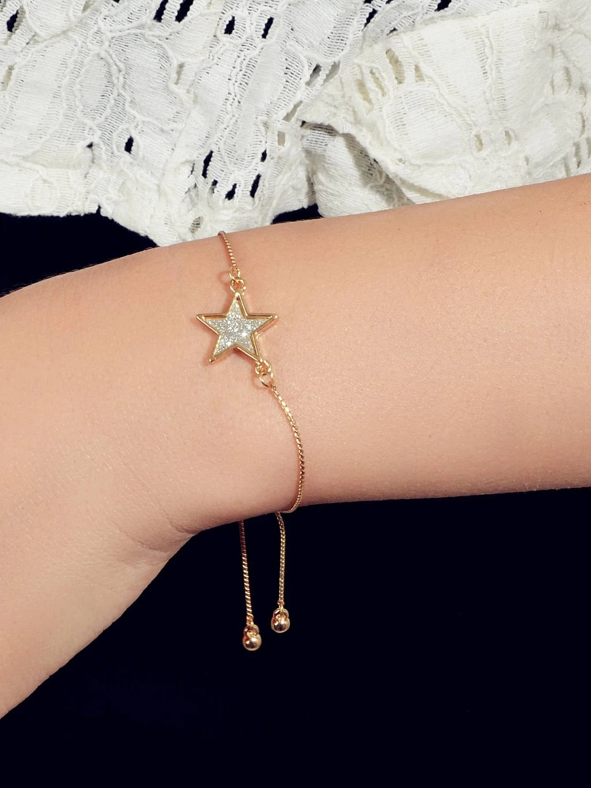 Gold Colour Chain Star Charm Adjustable Bracelet Girls Teens Accessories Jewelry-1