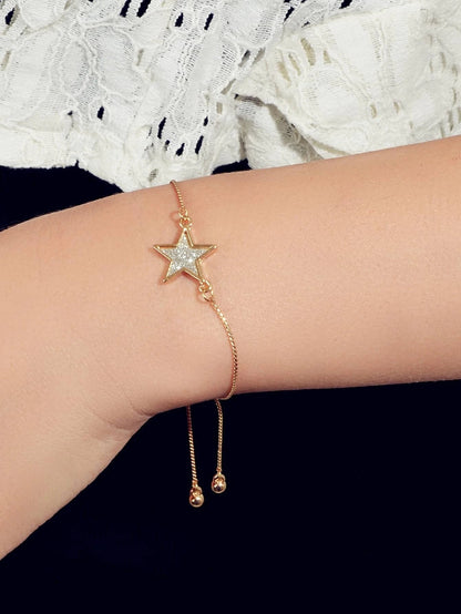 Gold Colour Chain Star Charm Adjustable Bracelet Girls Teens Accessories Jewelry-1