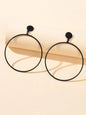 Punk Jewellery Black Minimalist Big Circle Drop Dangle Earrings Accessories Gift-0