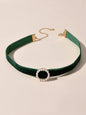 Retro Jewellery Pearl Decor Green Black Red Velvet Choker Necklace Accessories-5