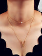 Double layer Gold Chain Letter V Shape Geometric Pendant Necklace Jewellery Gift-0