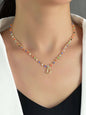 Bohemian Colorful Seed Beads Charm Chain Letter D Pendant Necklace Accessories-0