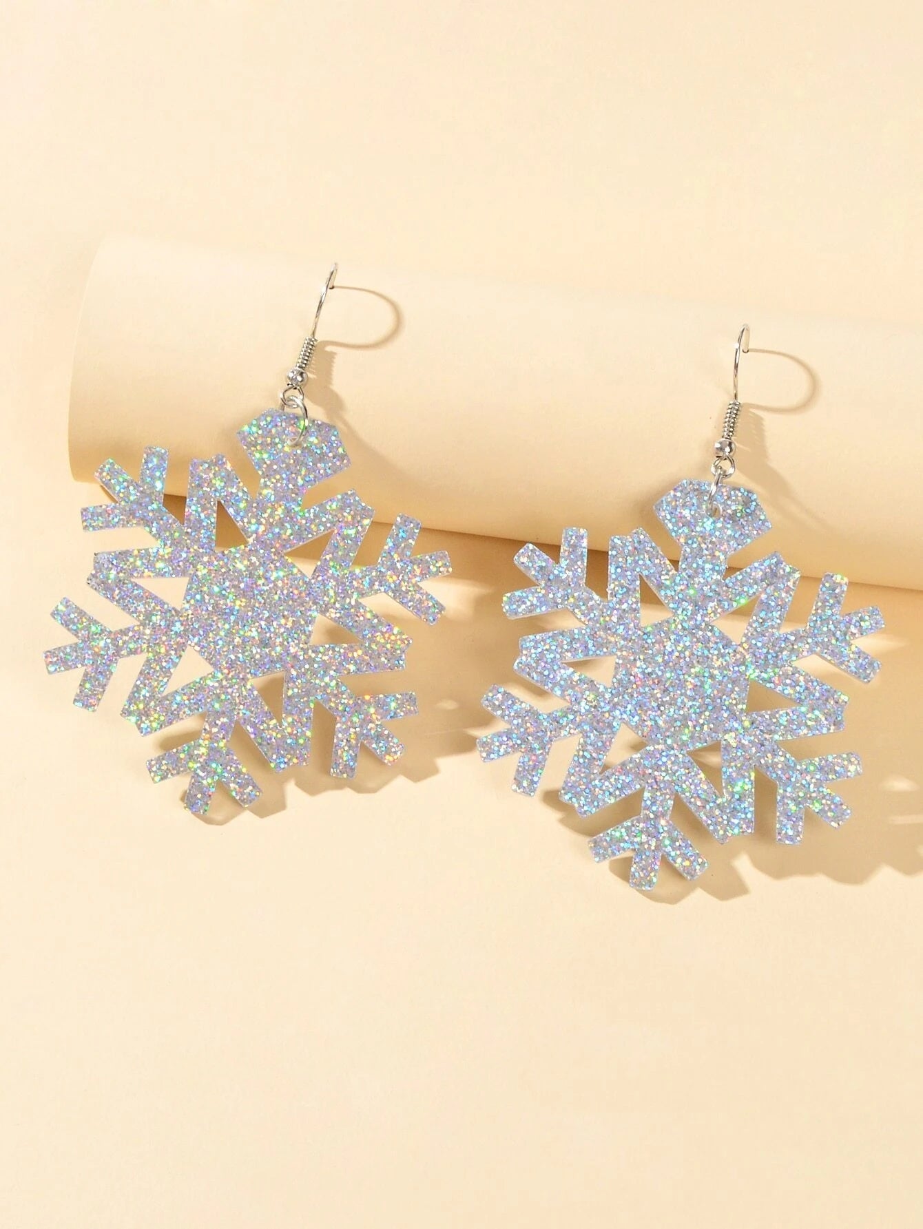 Christmas Jewellery Silver Acrylic Snowflake Drop Dangle Earrings Festival Gift-0