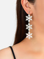 Christmas Jewellery Silver Long Resin Acrylic Snowflake Big Dangle Stud Earrings-0