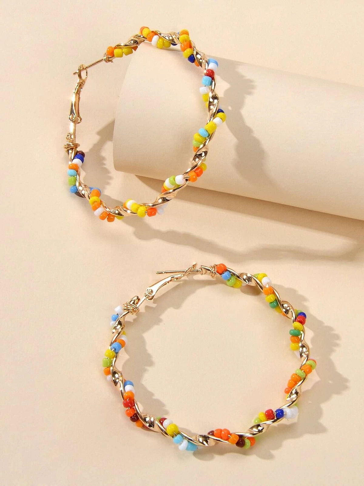 Bohemian Jewellery Seed Beads Decor Handmade Big Hoop Earrings Tribal Ethnic-0