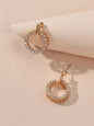 Luxurious Jewellery Stunning Rhinestone Decor Gold Circle Stud Women Earrings-0
