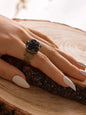 Retro Gothic Jewellery Resin Flower Open Cuff Finger Ring Antique Accessories-0