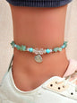 Handmade Green Stone Shell Anklet 1pc Barefoot Sandals Ankle Foot Beach Jewelry-0