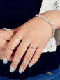 1pc Rhinestone Tennis Bracelet 5pcs Silver Midi Finger Knuckle Rings Set Jewelry-0