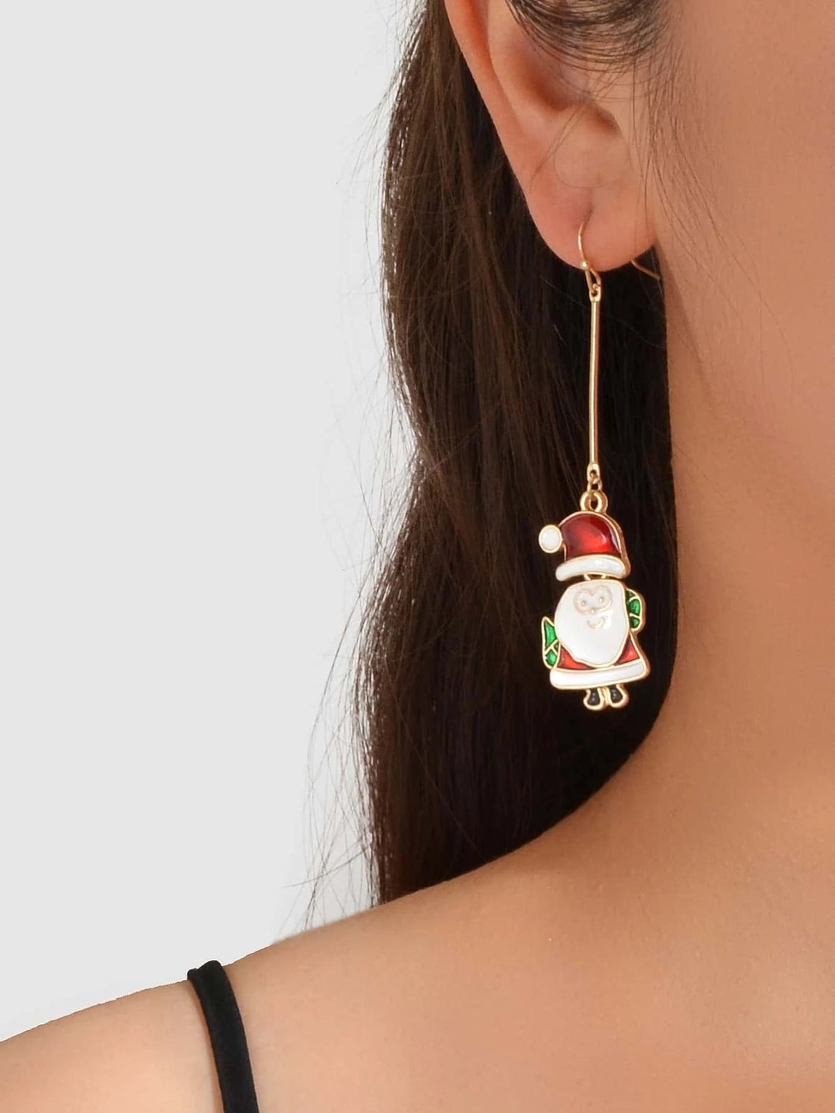 Christmas Jewellery White Enamel Santa Claus Drop Dangle Earrings Festival Gift-0