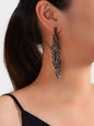 Rhinestone Black Hollow out Long Geometric Vintage Dangle Earrings Punk Jewelry-0