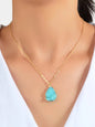 Boho Chic Gold Chain Colorful Stone Resin Water Drop Pendant Ethnic Necklace-6