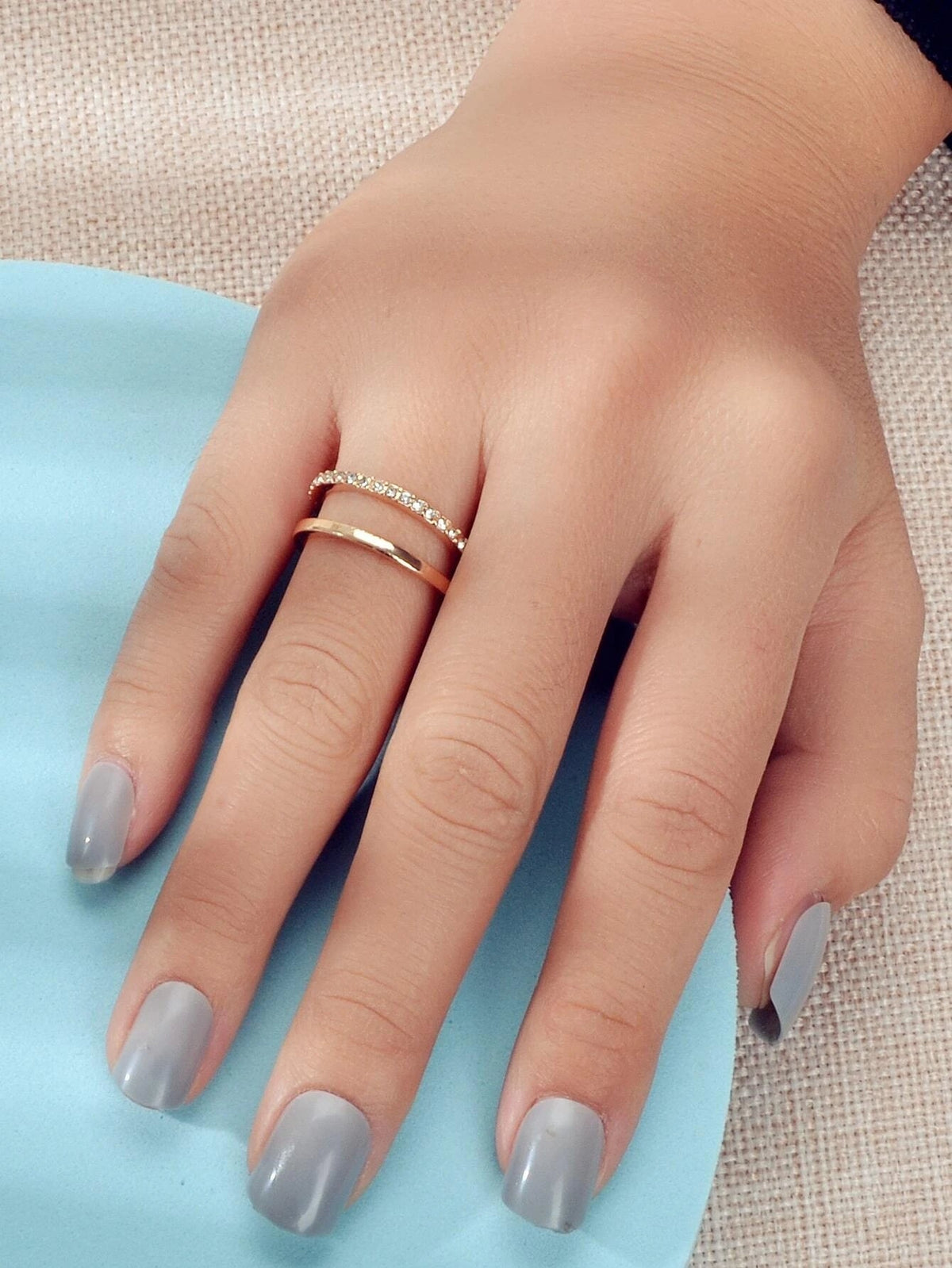 Fashion Jewelry Rhinestone Gold Eternity Ring Women Wedding Party Accessories-1