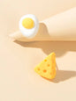 Cartoon Egg Cheese Stud Asymmetric Hypoallergenic Earrings Funny Gifts for Women-0