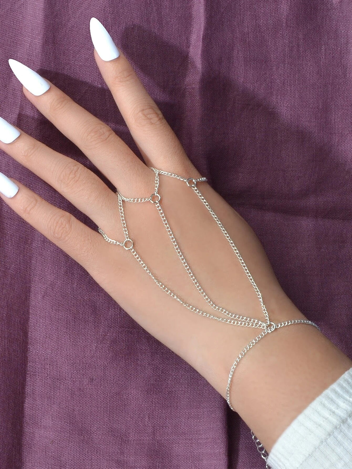 Hiphop Jewellery Statement Slave Bracelet Women Solid Chain Hand Accessories-5