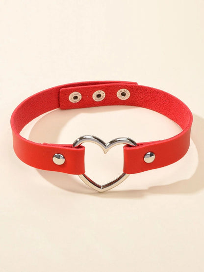 Punk Gothic Leather Love Heart Choker Collar Buckle Necklace Teens Stunning Gift-6