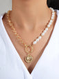 Gold Chain with Pearl Lion Head Round Pendant Necklace Chunky Gothic Jewellery-0