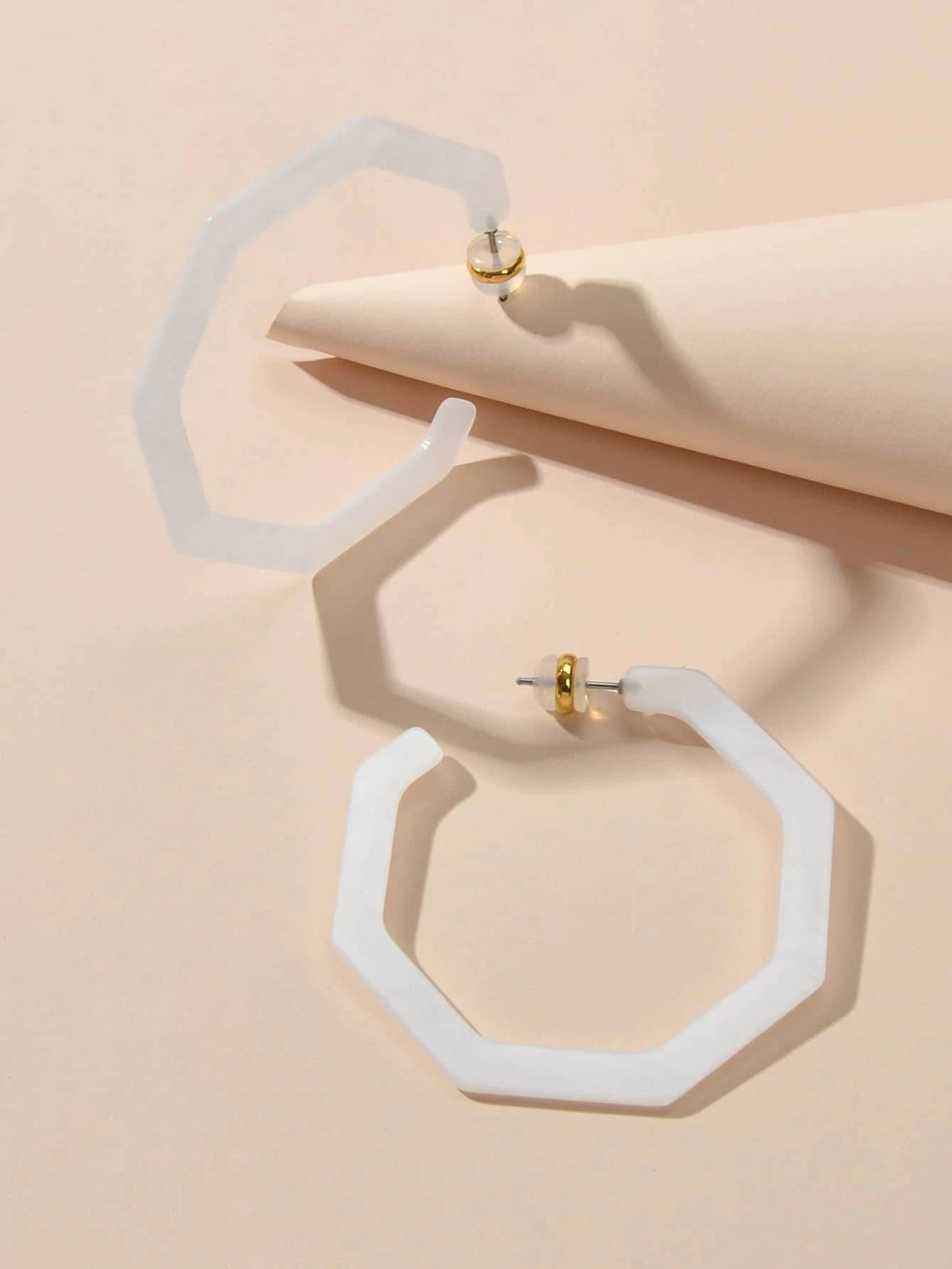 White Acrylic Geometric Hoop Earrings Stunning Jewellery Teen Party Accessories-1