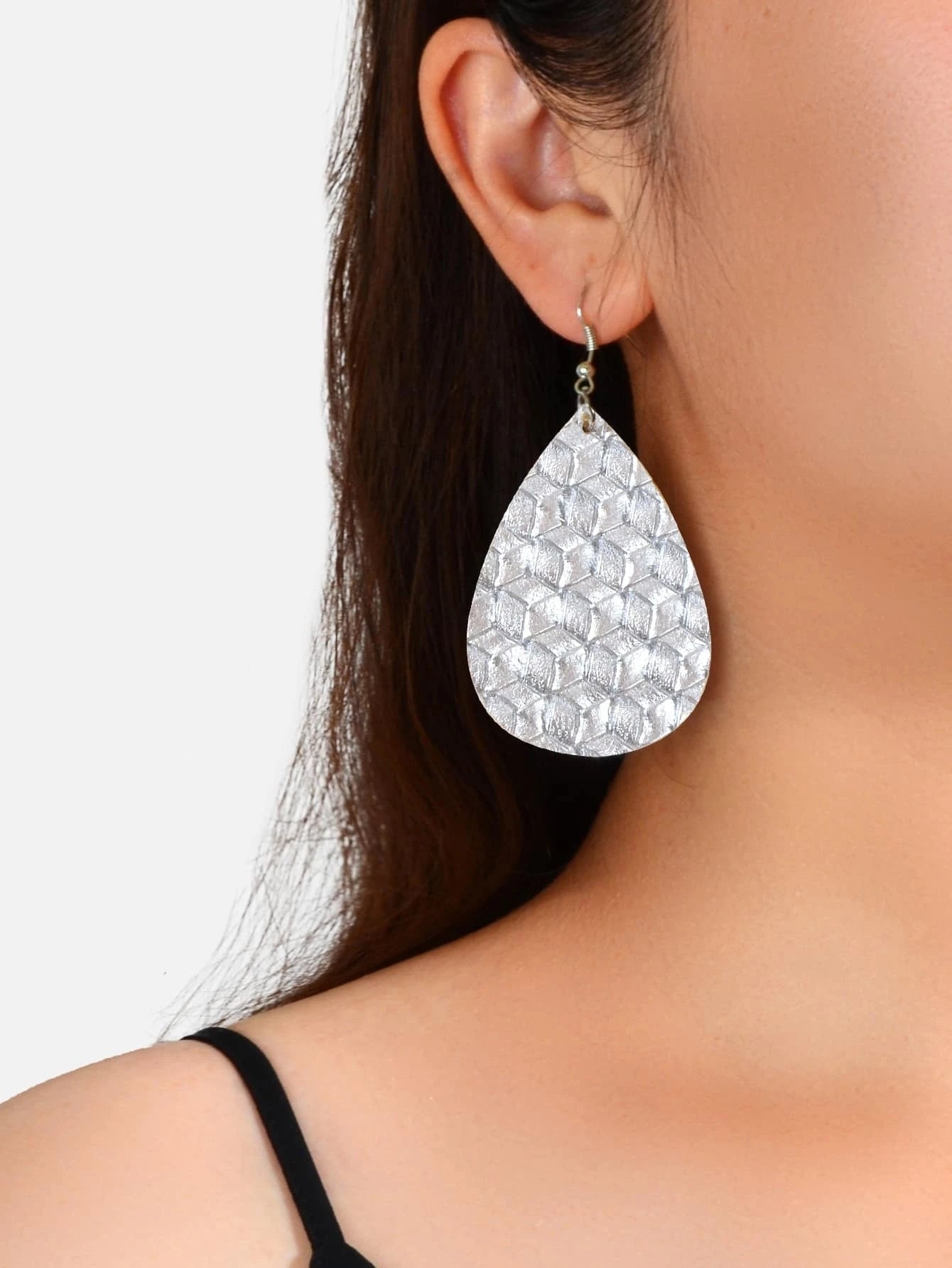 Silver Leather Water Drop Dangle Boho Chic Earrings Women Party Gift Jewellery-0