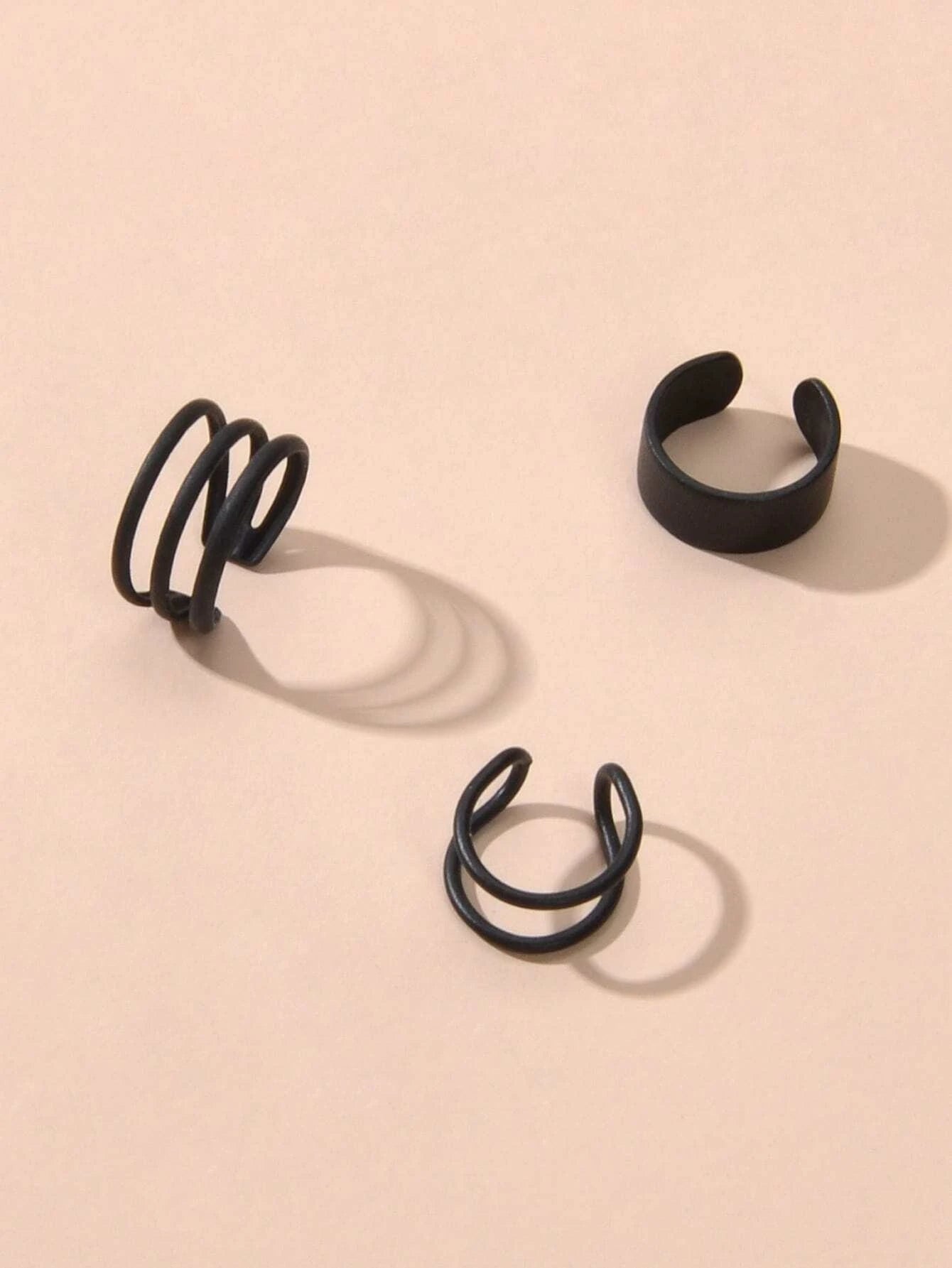 3pcs Minimalist Metal Geometric Earrings Ear Cuff Punk Rock Women Accessories-1