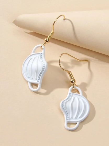 Novelty Face Mask Shape Drop Dangle Earrings Lovely Creative Funny Jewelry Gift-1