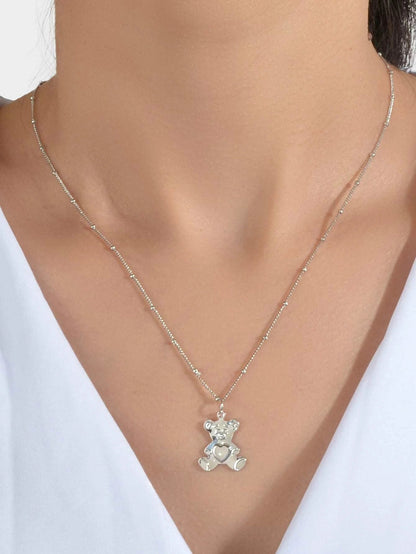 Lovely Jewellery Silver Chain Cute Bear Pendant Necklace Women Vivid Accessories-0