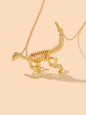 Punk Jewellery Gold Chain Dinosaur Skeleton Statement Pendant Necklace Accessory-0