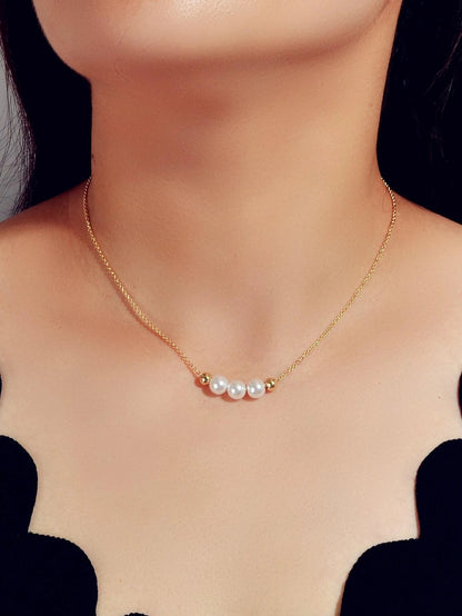 Fashion Jewellery Pearl Decor Gold Chain Necklace Wholesale Price Accessories-0