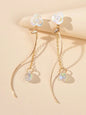 White Flower Gold Chain Dangle Earrings Women Accessories Tassel Stud Jewellery-0