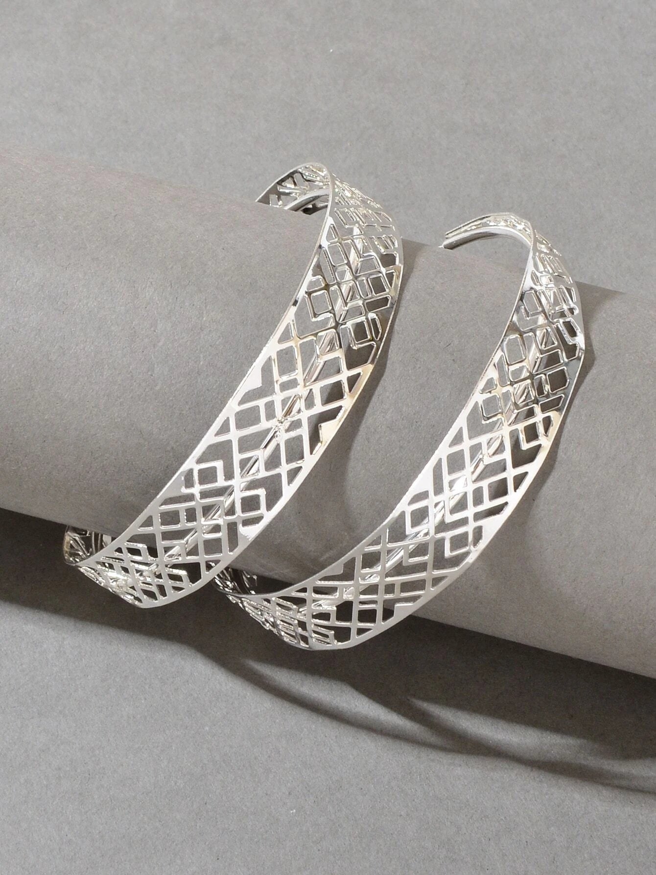 Ethnic Hollow out Geometric Big Statement Hoop Huggie Earrings Chunky Jewellery-1