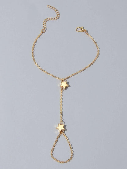 Fashion Jewellery Gold Chain Star Slave Bracelet with Finger Women Accessories-1