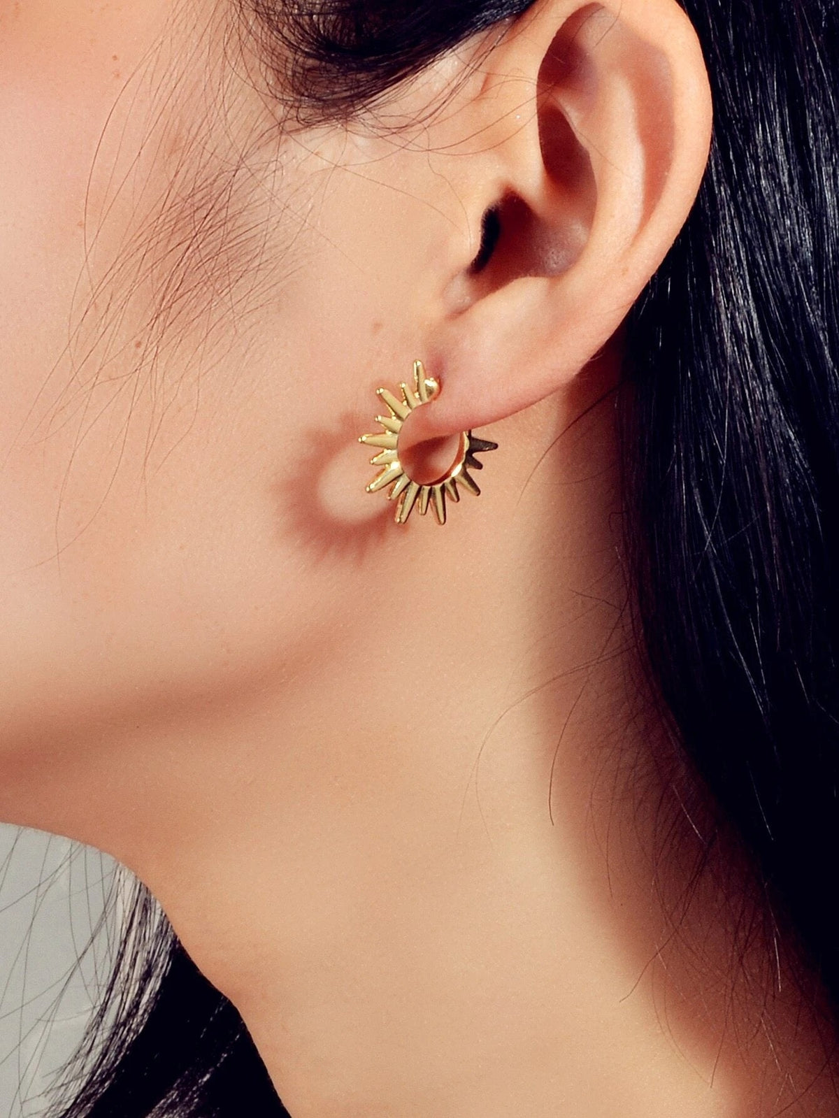 Punk Jewellery Gold Metal Spike Small Hoop Earrings Women Party Accessories Gift-0