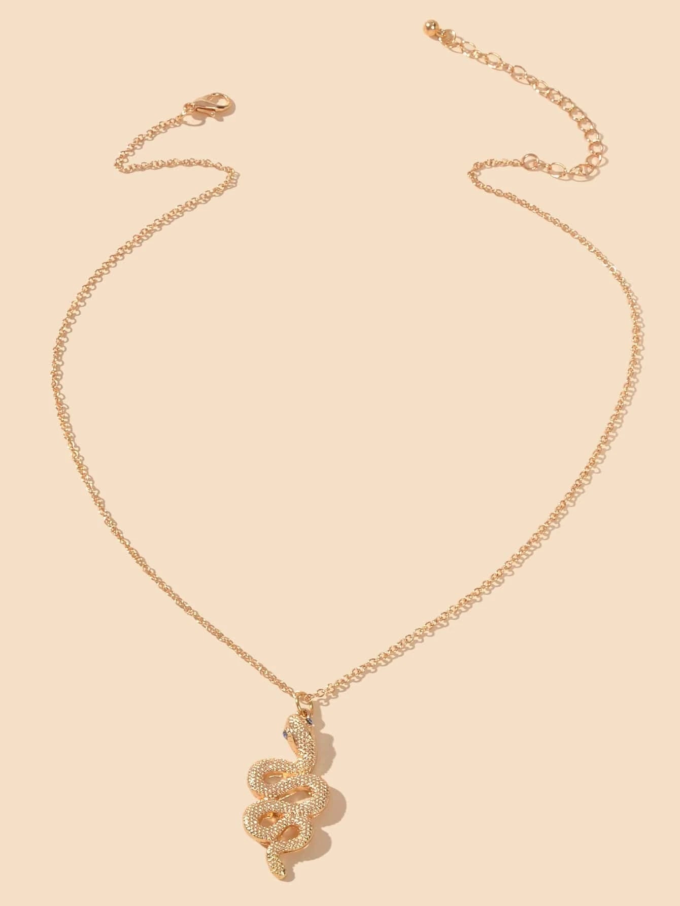AU Post Punk Jewelry Gold Chain Snake Pendant Necklace Fashion Women Accessories-1