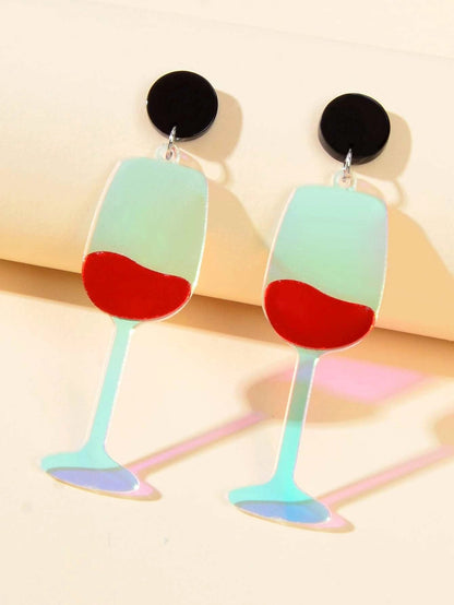 Resin Lightweight Dangle Wine Goblet Drop Earrings Women Girl Teen Party Jewelry-0